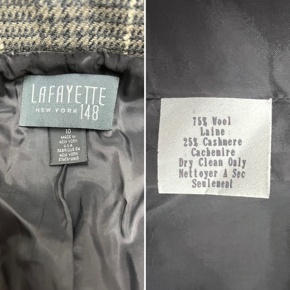 Lafayette 148 Windowpane Plaid Wool/Cashmere 3-Button Vintage Blazer Jacket 10 - Picture 5 of 5